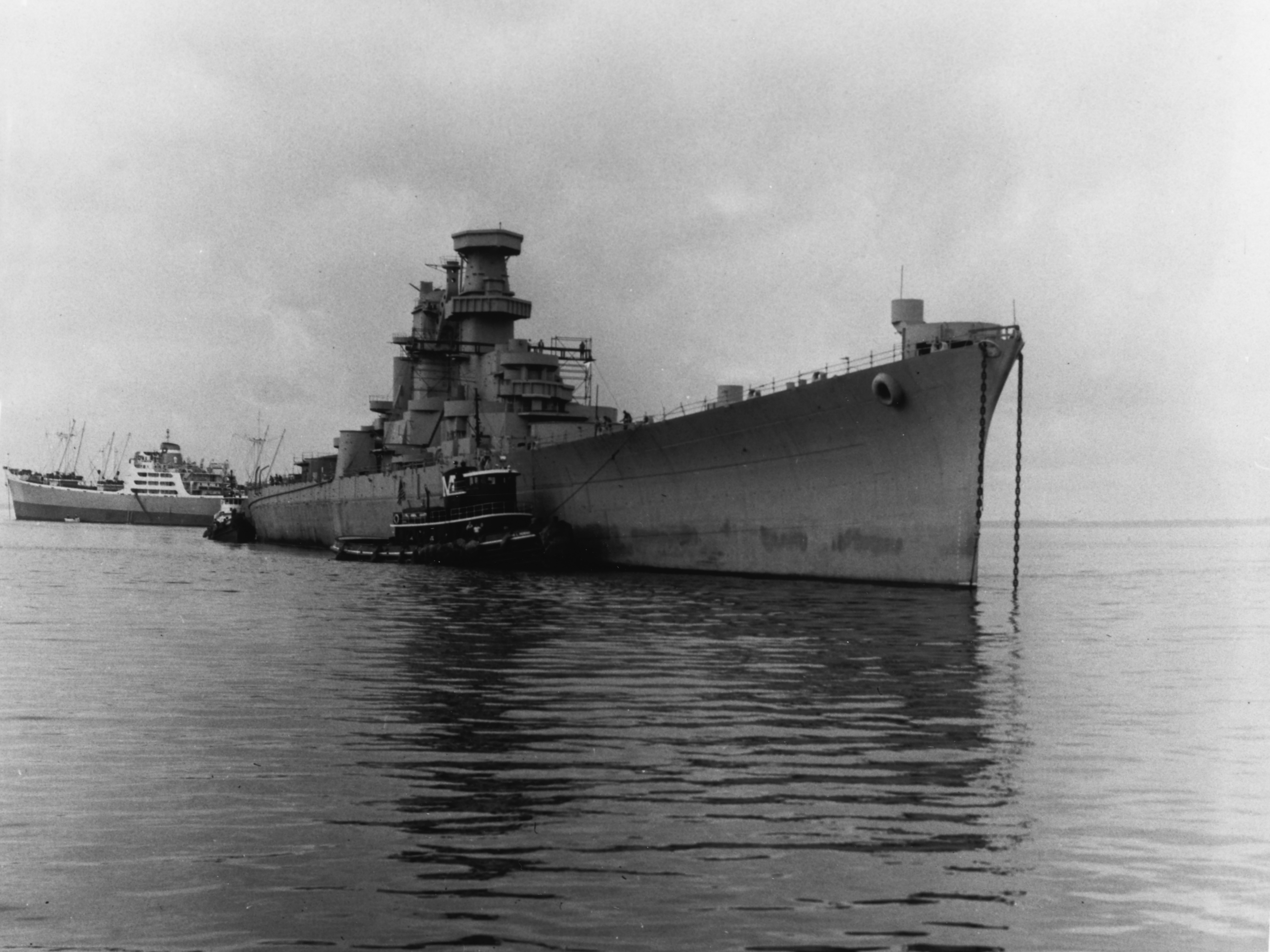 USS Hawaii CB3 Being Towed Away For Scrapping on 20 June 1959