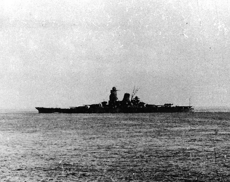 Musashi seen departing Brunei 1944