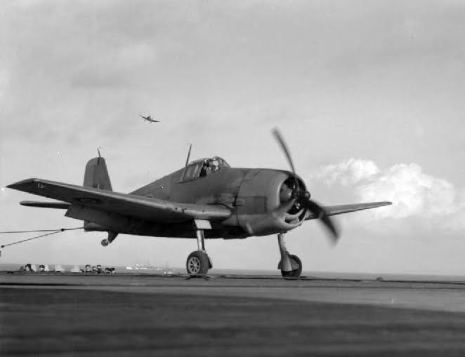 Grumman Hellcat landing on HMS Ravager