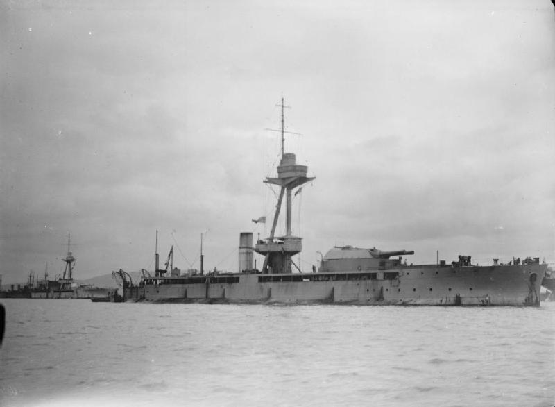 HMS Earl of Peterborough with HMS Roberts astern, Mudros.