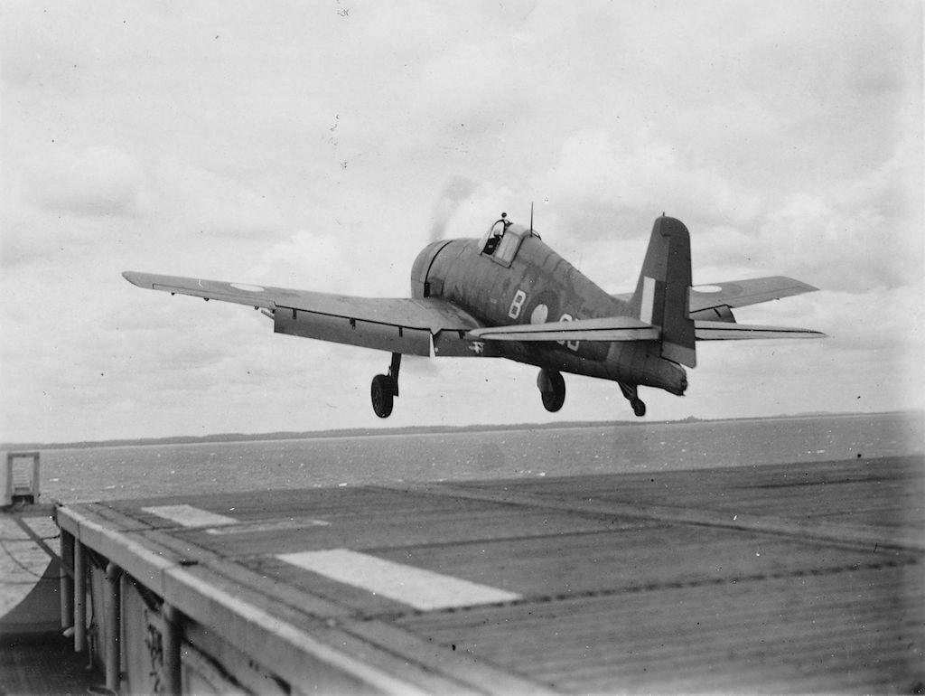Grumman Hellcat of 898 squadron operating from HMS Pursuer in the Indian Ocean August 1945