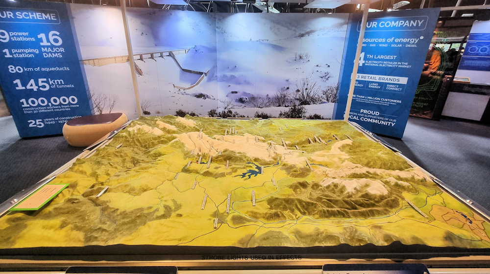 Topographical model showing the extent of the Snowy Hydro Scheme