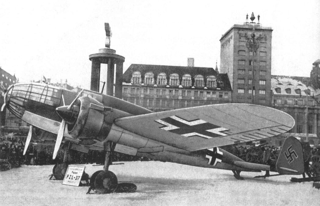 Captured PZL.37 Łoś on display in Germany