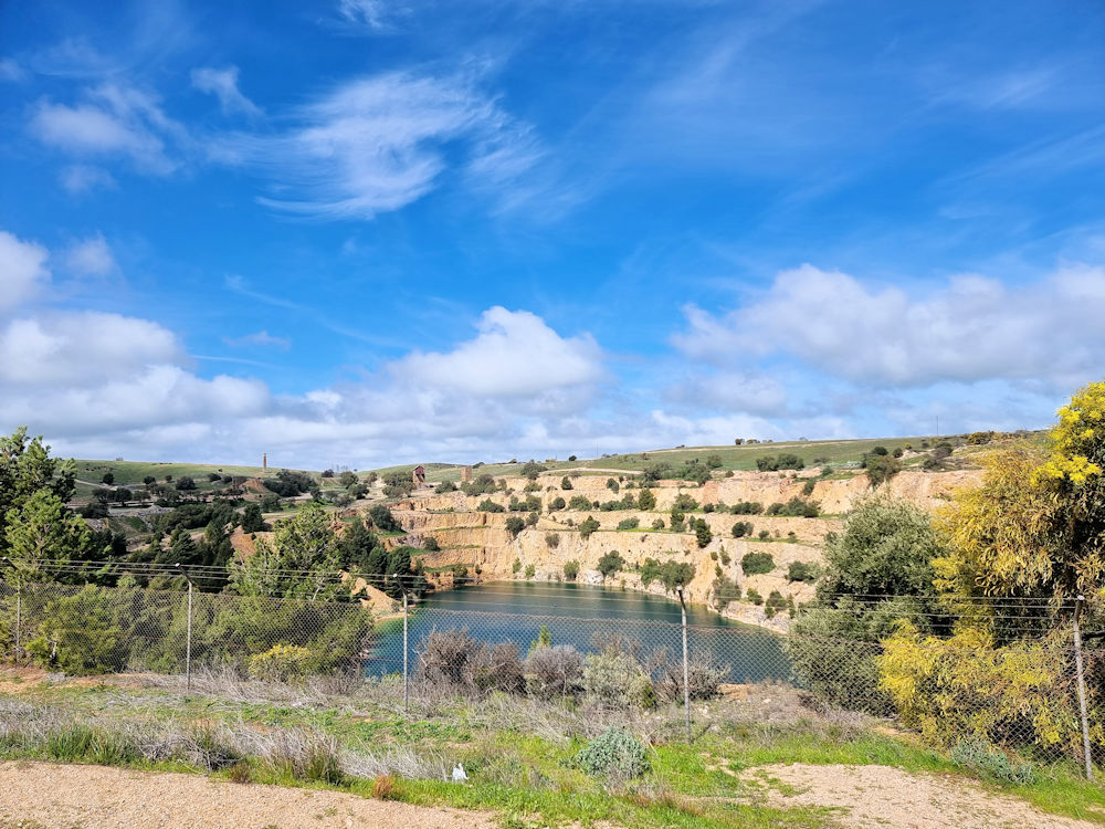 The water filled open cut mine Burra Mine South Australia