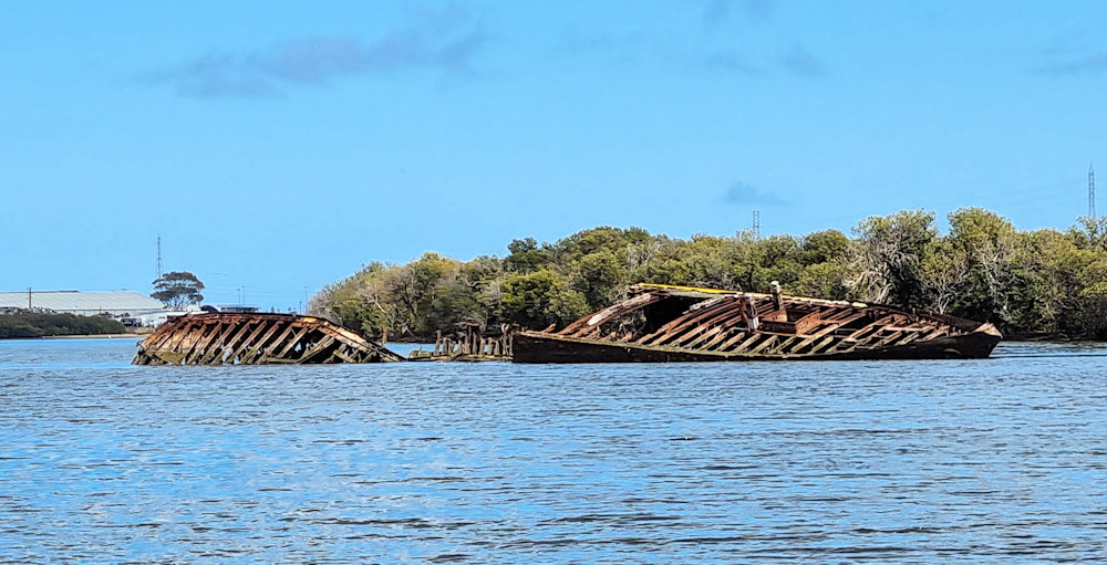 Wreck of the Santiago. Now broken in two Port River Dolphin and Shipwreck Cruise