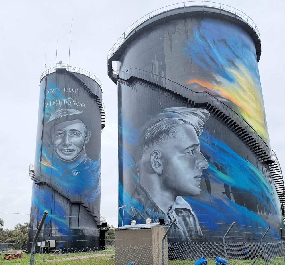 William Cannon (right) and Norman Flack (left) Hay Water Tower Art