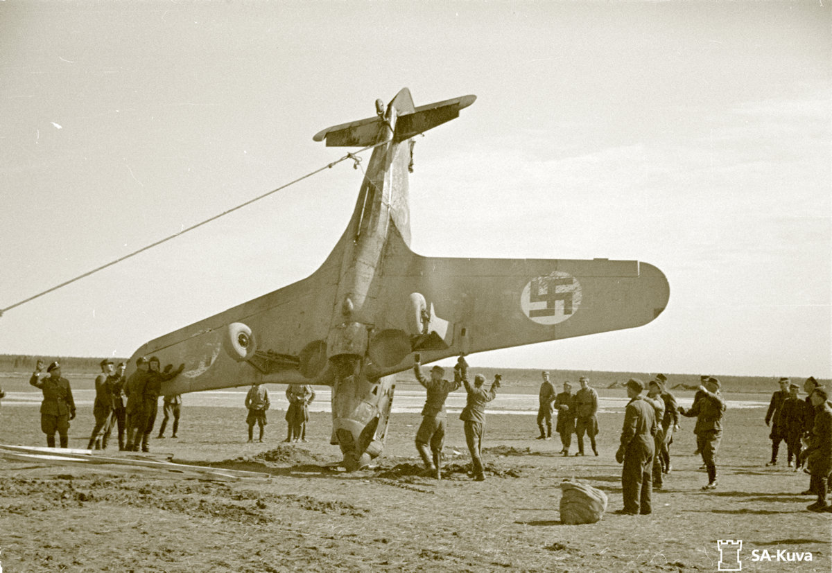 Righting a Finnish Morane-Saulnier M.S.406 After a Landing Accident