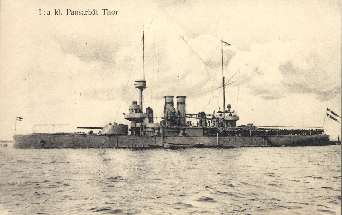 HSwMS Thor in its original condition. Postcard from the first decade of the 20th century