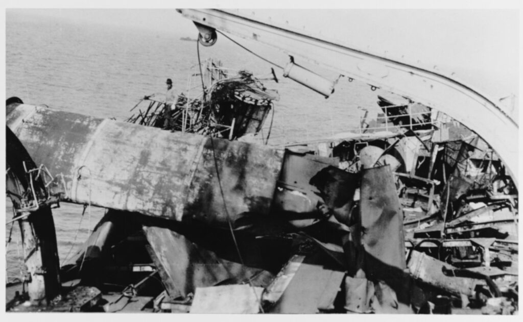 Ex-USS Alabama (BB-8) damaged after bombing trials