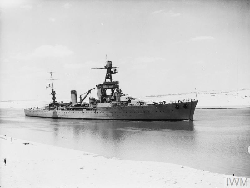Suffren passing through the Suez Canal towards Suez Bay 23 June 1943