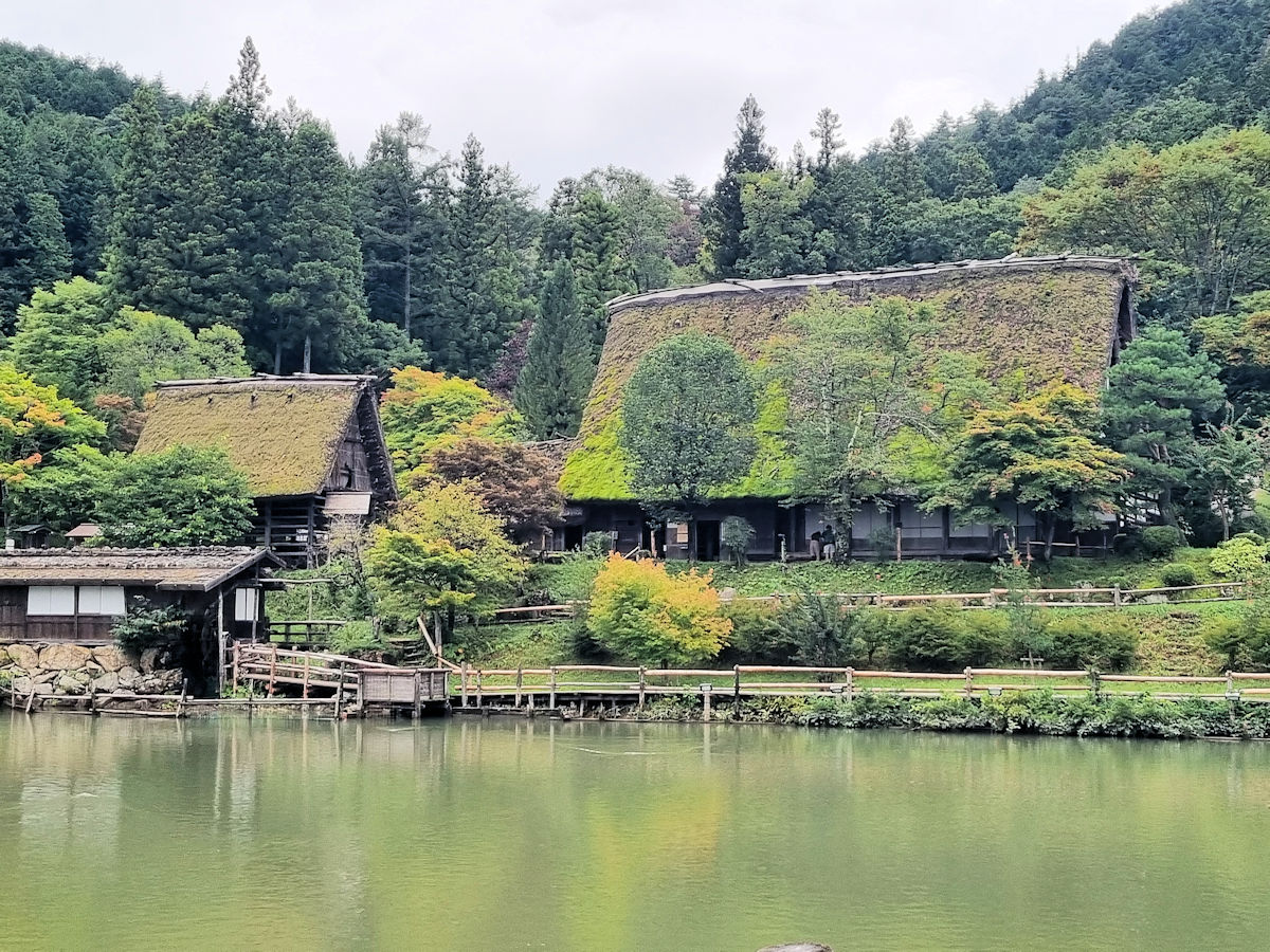 View over Goami Pond looking at Nishioka's House Hilda Folk Village Takayama